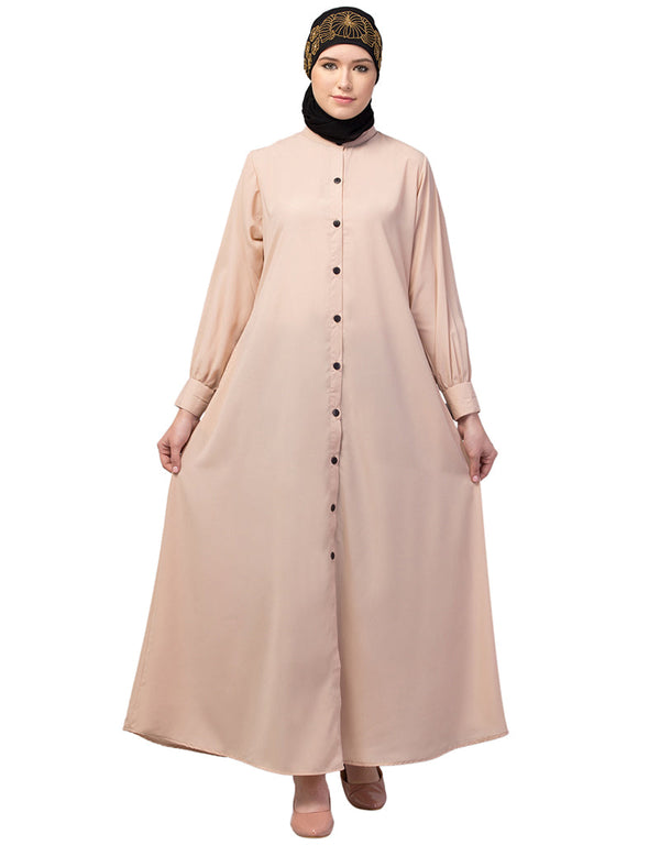 Women Front open & cuff Daily wear casual Abaya In the Shade of  skin